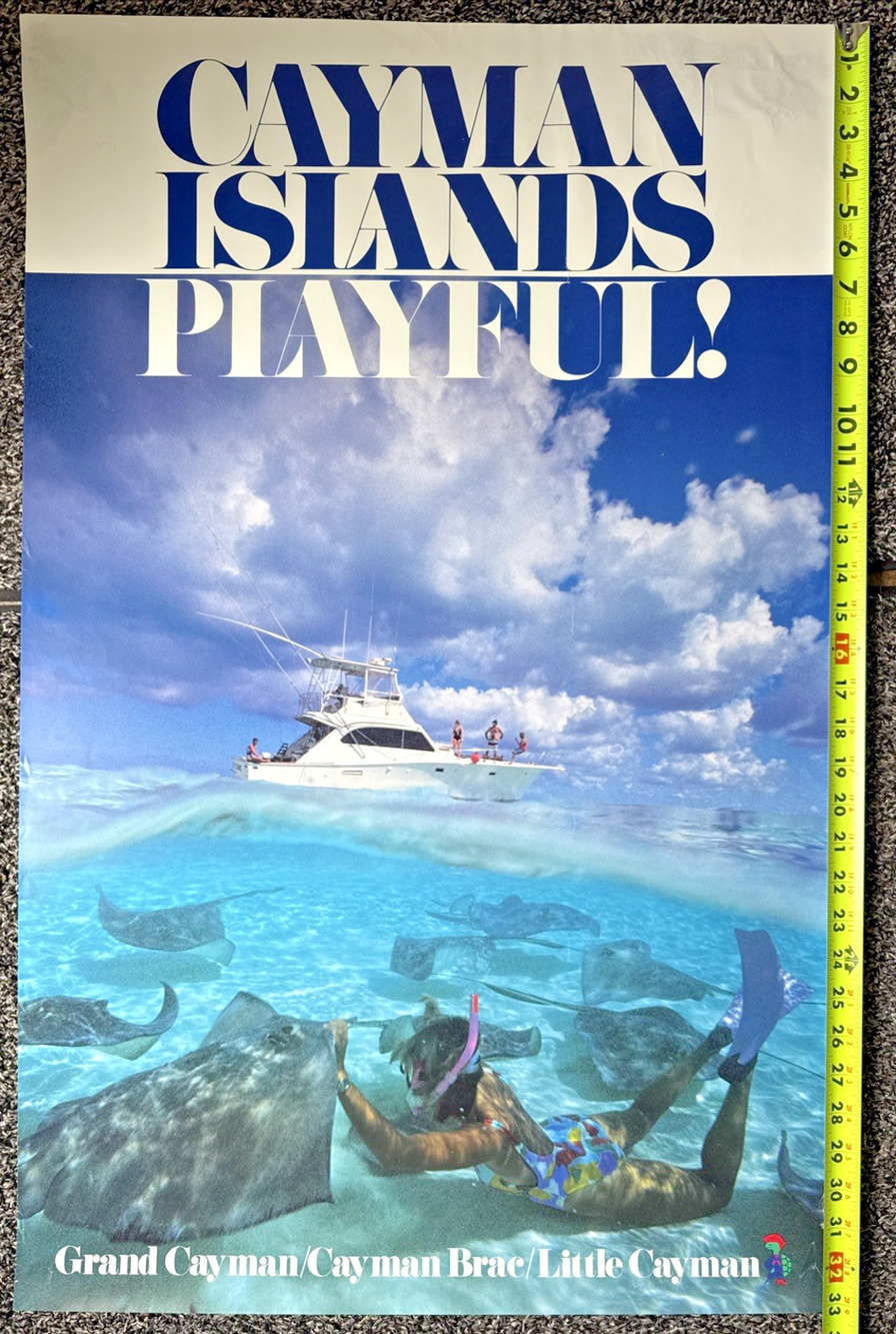 Cayman Islands Poster Sting Ray Snorkeling Tropical Ocean Water Boating Islands